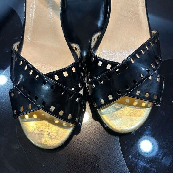Kate Spade New York Fresia porcelain patent black platform sandal heels‎ size 10 - Picture 3 of 10
